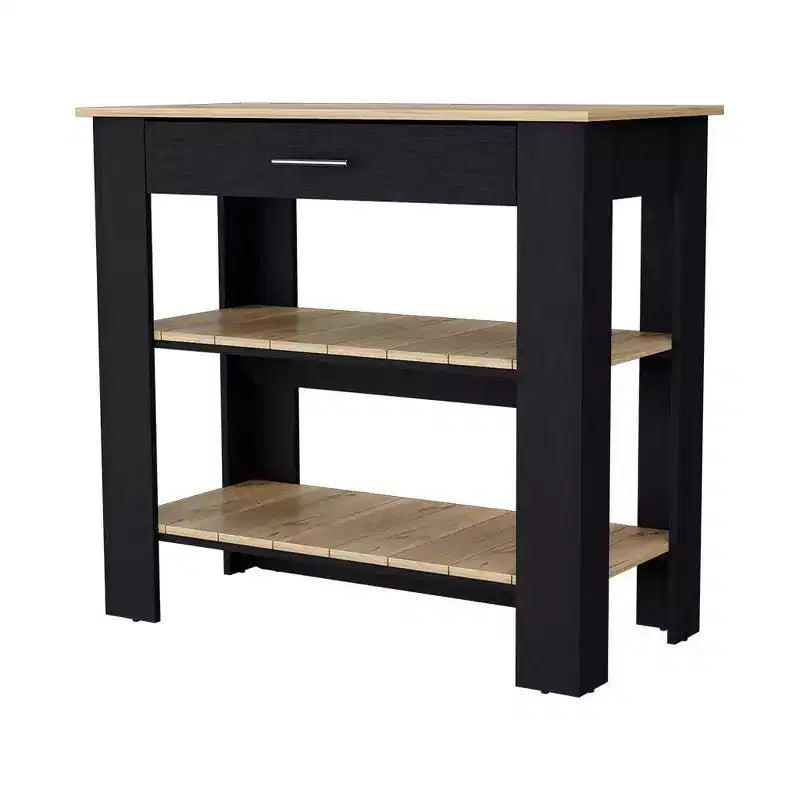 Isola da cucina da 40" con contenitore, nero – 2 ripiani e 1 cassetto, utente singolo