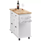 Carrello da cucina bianco con isola, contenitore, porta spezie e porta asciugamani, su ruote – Montaggio per 1 persona