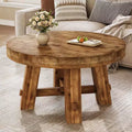 Lantine 31.5-Inch Solid Wood Coffee Table, Round Center Table with Thickened Tabletop for Living Room, Apartment, Small Space