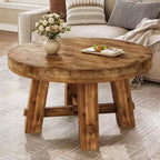 Lantine 31.5-Inch Solid Wood Coffee Table, Round Center Table with Thickened Tabletop for Living Room, Apartment, Small Space
