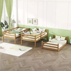 Letto a castello triplo naturale, legno massello, 3 posti letto