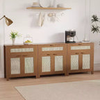 Madia credenza con cassetto e ante in rattan rovere scuro / rovere chiaro