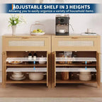 Madia credenza con cassetto e ante in rattan rovere scuro / rovere chiaro