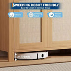 Madia credenza con cassetto e ante in rattan rovere scuro / rovere chiaro
