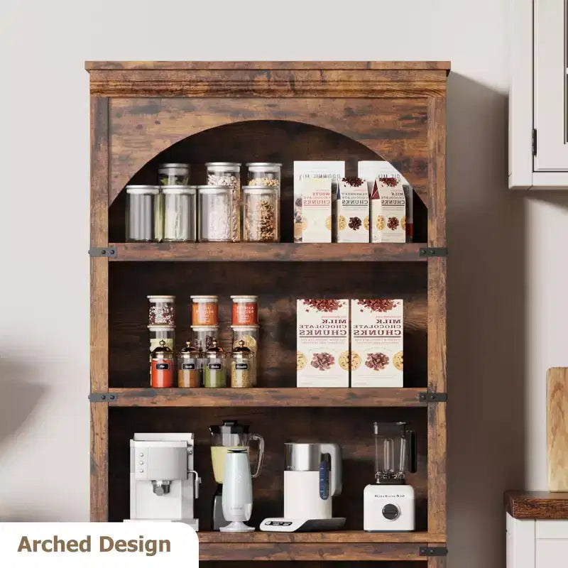 Libreria ad arco a 5 ripiani, colore nero/marrone/grigio/bianco/legno, singola, altezza 174,5 cm
