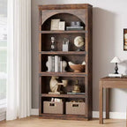 Libreria ad arco a 5 ripiani, colore nero/marrone/grigio/bianco/legno, singola, altezza 174,5 cm