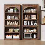 Libreria ad arco a 5 ripiani, colore nero/marrone/grigio/bianco/legno, singola, altezza 174,5 cm