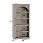 Libreria ad arco a 5 ripiani, colore nero/marrone/grigio/bianco/legno, singola, altezza 174,5 cm