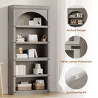 Libreria ad arco a 5 ripiani, colore nero/marrone/grigio/bianco/legno, singola, altezza 174,5 cm