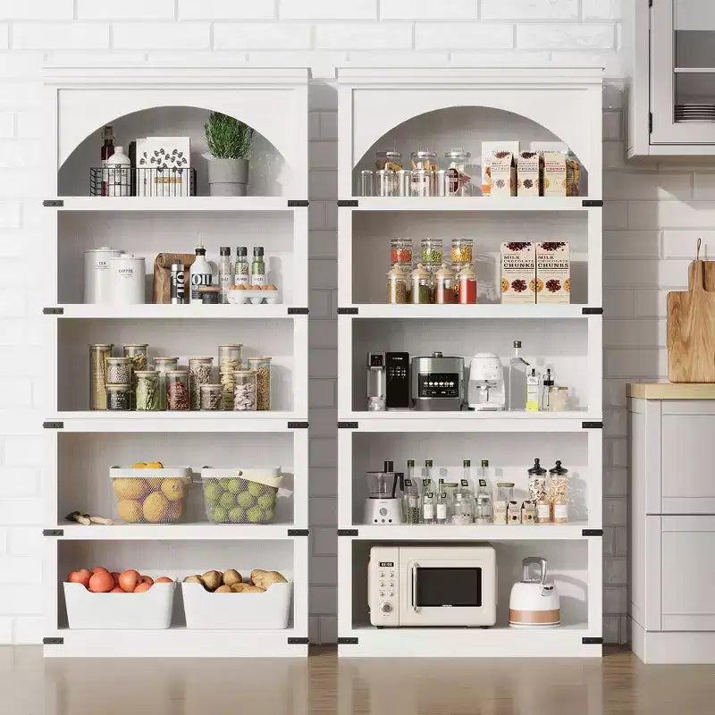 Libreria ad arco a 5 ripiani, colore nero/marrone/grigio/bianco/legno, singola, altezza 174,5 cm