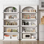 Libreria ad arco a 5 ripiani, colore nero/marrone/grigio/bianco/legno, singola, altezza 174,5 cm