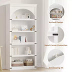 Libreria ad arco a 5 ripiani, colore nero/marrone/grigio/bianco/legno, singola, altezza 174,5 cm