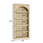 Libreria ad arco a 5 ripiani, colore nero/marrone/grigio/bianco/legno, singola, altezza 174,5 cm