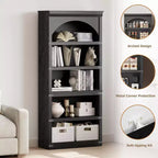 Libreria ad arco a 5 ripiani, colore nero/marrone/grigio/bianco/legno, singola, altezza 174,5 cm