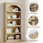 Libreria ad arco a 5 ripiani, colore nero/marrone/grigio/bianco/legno, singola, altezza 174,5 cm