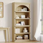 Libreria ad arco a 5 ripiani, colore nero/marrone/grigio/bianco/legno, singola, altezza 174,5 cm