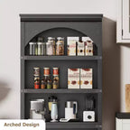 Libreria ad arco a 5 ripiani, colore nero/marrone/grigio/bianco/legno, singola, altezza 174,5 cm