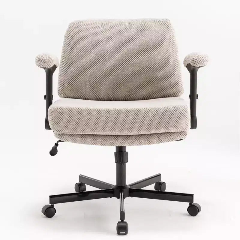 Criss-Cross Flip-Arm Chair C Thick Cushion Wide Seat, Wheels & Swivel for Home/Apartment/Bedroom