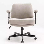 Criss-Cross Flip-Arm Chair C Thick Cushion Wide Seat, Wheels & Swivel for Home/Apartment/Bedroom