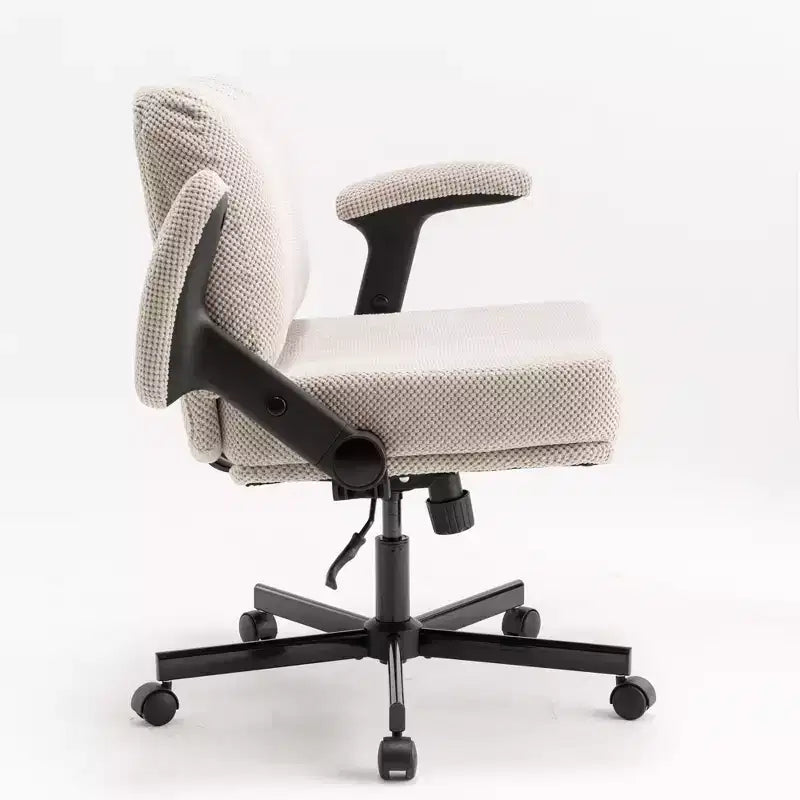 Sedia girevole in tessuto grigio, braccioli ribaltabili, seduta ampia, 1 persona