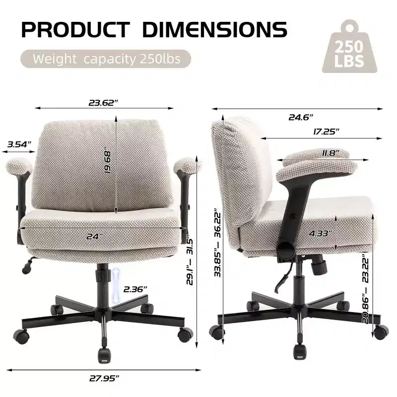 Sedia girevole in tessuto grigio, braccioli ribaltabili, seduta ampia, 1 persona