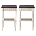 COZAYH French Country Accent End Table, Wood Tray Top Side Table, Brown & White