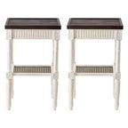 COZAYH French Country Accent End Table, Wood Tray Top Side Table, Brown & White
