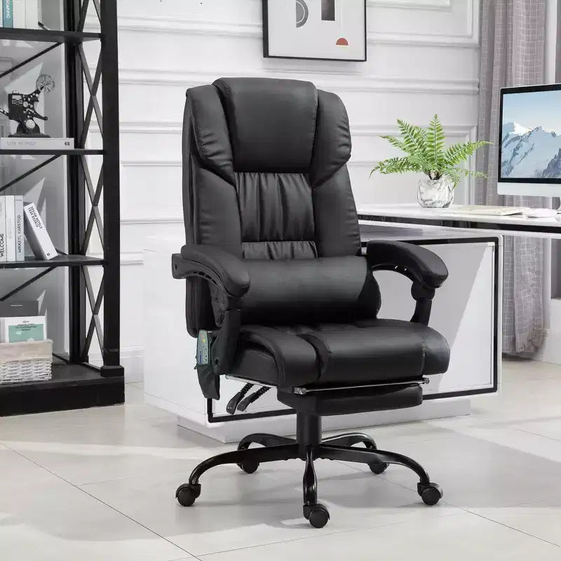 Sedia da ufficio massaggiante reclinabile con schienale alto e poggiapiedi, con posto singolo, nei colori Beige/Nero/Blu/Marrone/Grigio/Rosa/Bianco