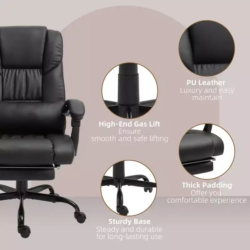 Sedia da ufficio massaggiante reclinabile con schienale alto e poggiapiedi, con posto singolo, nei colori Beige/Nero/Blu/Marrone/Grigio/Rosa/Bianco