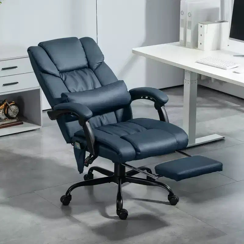 Sedia da ufficio massaggiante reclinabile con schienale alto e poggiapiedi, con posto singolo, nei colori Beige/Nero/Blu/Marrone/Grigio/Rosa/Bianco