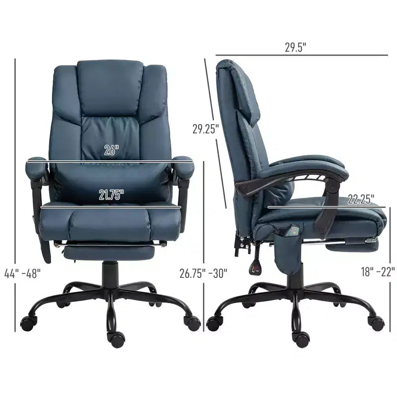 Sedia da ufficio massaggiante reclinabile con schienale alto e poggiapiedi, con posto singolo, nei colori Beige/Nero/Blu/Marrone/Grigio/Rosa/Bianco