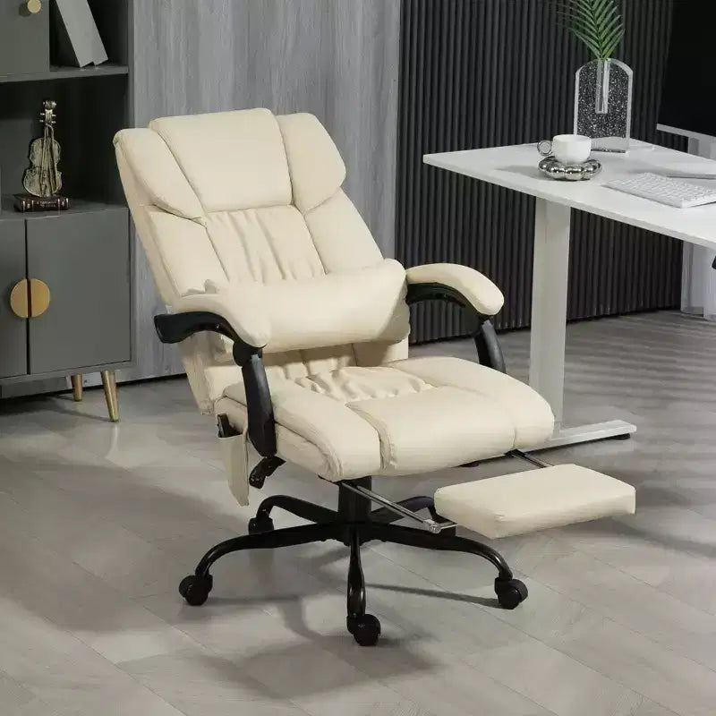 Sedia da ufficio massaggiante reclinabile con schienale alto e poggiapiedi, con posto singolo, nei colori Beige/Nero/Blu/Marrone/Grigio/Rosa/Bianco