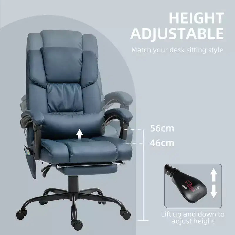 Sedia da ufficio massaggiante reclinabile con schienale alto e poggiapiedi, con posto singolo, nei colori Beige/Nero/Blu/Marrone/Grigio/Rosa/Bianco