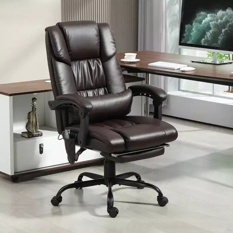 Sedia da ufficio massaggiante reclinabile con schienale alto e poggiapiedi, con posto singolo, nei colori Beige/Nero/Blu/Marrone/Grigio/Rosa/Bianco