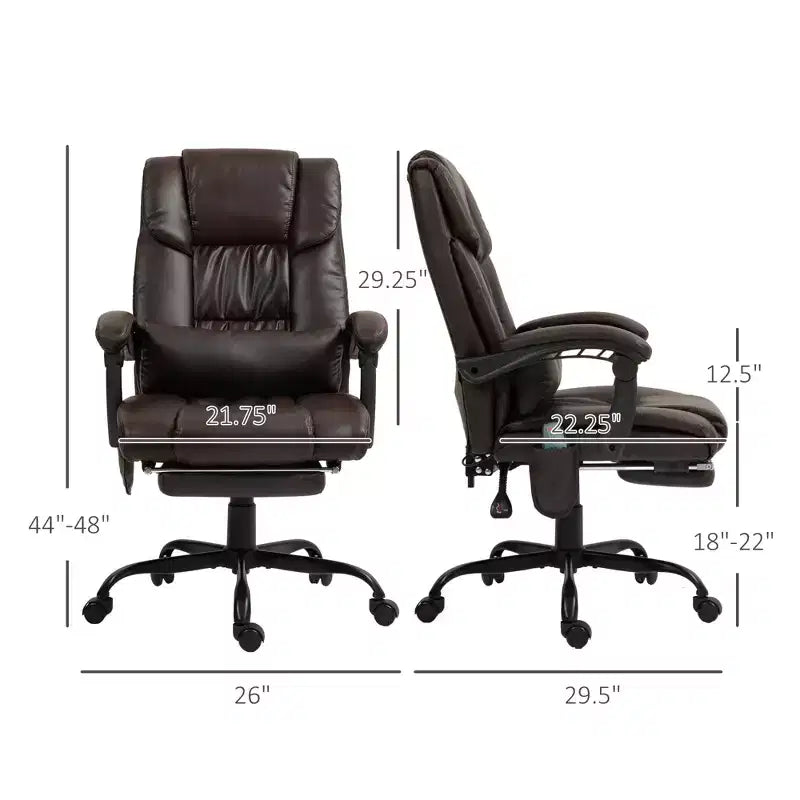Sedia da ufficio massaggiante reclinabile con schienale alto e poggiapiedi, con posto singolo, nei colori Beige/Nero/Blu/Marrone/Grigio/Rosa/Bianco