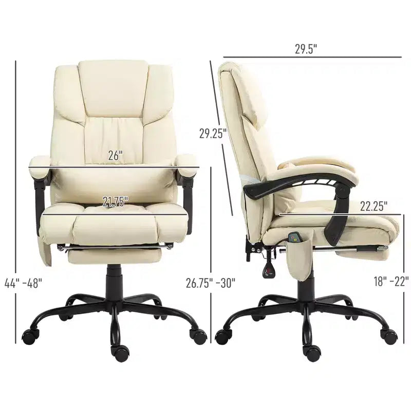Sedia da ufficio massaggiante reclinabile con schienale alto e poggiapiedi, con posto singolo, nei colori Beige/Nero/Blu/Marrone/Grigio/Rosa/Bianco