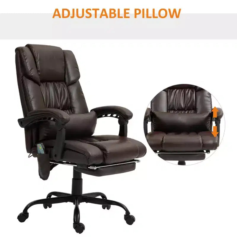 Sedia da ufficio massaggiante reclinabile con schienale alto e poggiapiedi, con posto singolo, nei colori Beige/Nero/Blu/Marrone/Grigio/Rosa/Bianco