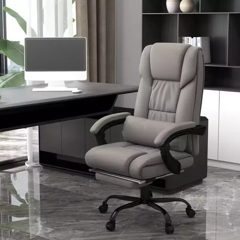 Sedia da ufficio massaggiante reclinabile con schienale alto e poggiapiedi, con posto singolo, nei colori Beige/Nero/Blu/Marrone/Grigio/Rosa/Bianco
