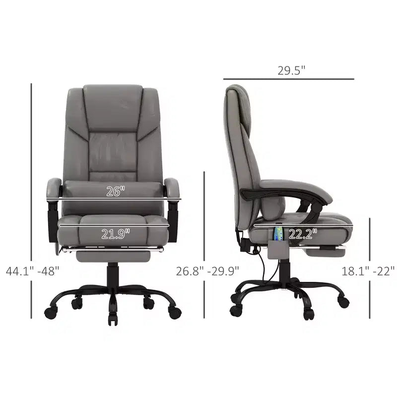 Sedia da ufficio massaggiante reclinabile con schienale alto e poggiapiedi, con posto singolo, nei colori Beige/Nero/Blu/Marrone/Grigio/Rosa/Bianco