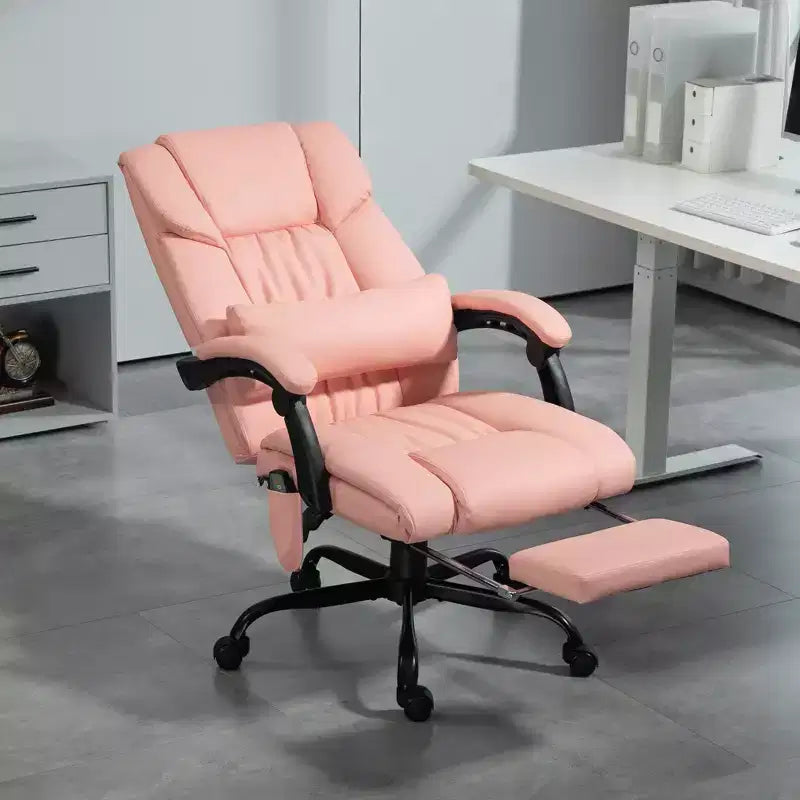 Sedia da ufficio massaggiante reclinabile con schienale alto e poggiapiedi, con posto singolo, nei colori Beige/Nero/Blu/Marrone/Grigio/Rosa/Bianco
