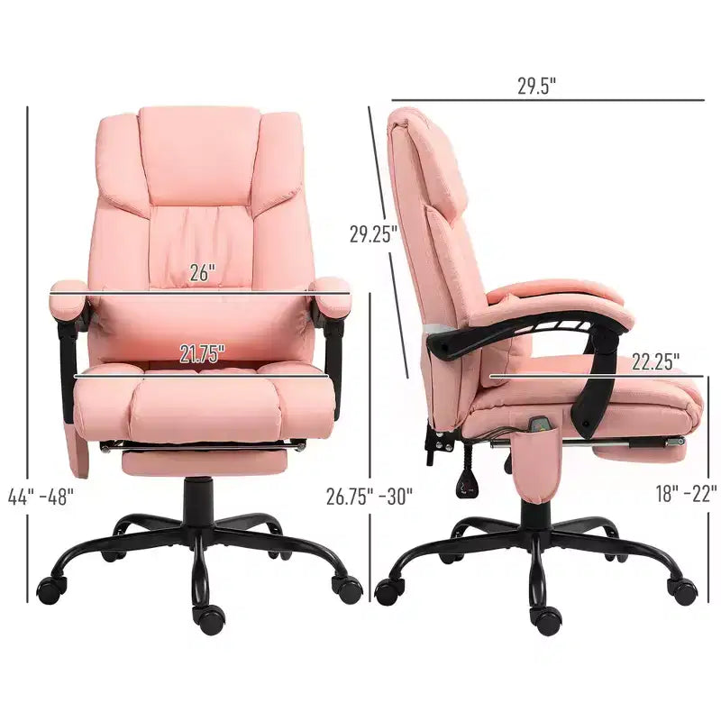 Sedia da ufficio massaggiante reclinabile con schienale alto e poggiapiedi, con posto singolo, nei colori Beige/Nero/Blu/Marrone/Grigio/Rosa/Bianco