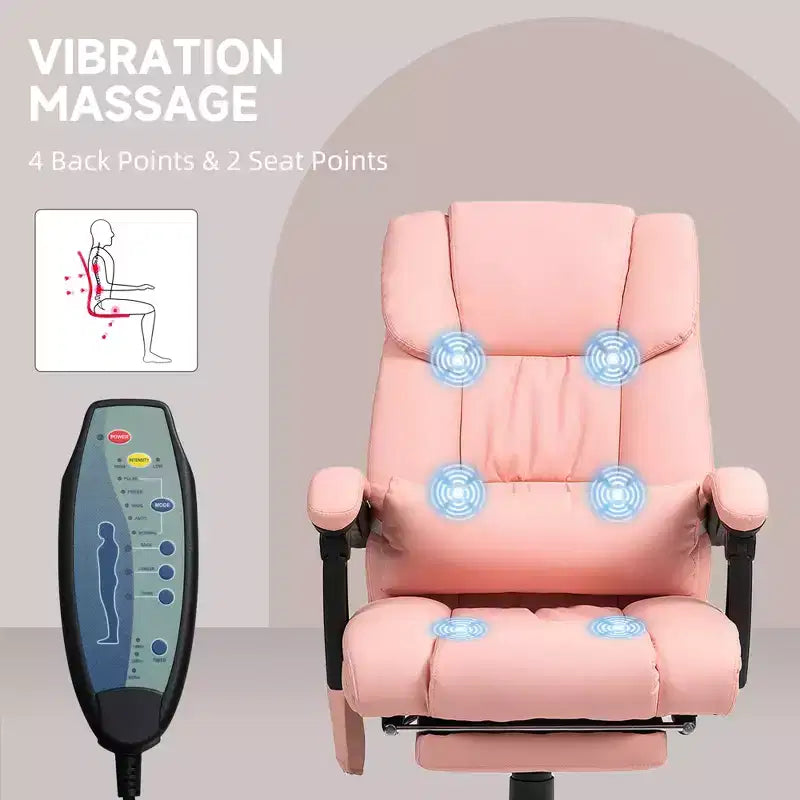 Sedia da ufficio massaggiante reclinabile con schienale alto e poggiapiedi, con posto singolo, nei colori Beige/Nero/Blu/Marrone/Grigio/Rosa/Bianco