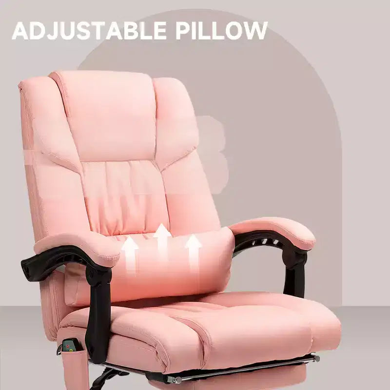 Sedia da ufficio massaggiante reclinabile con schienale alto e poggiapiedi, con posto singolo, nei colori Beige/Nero/Blu/Marrone/Grigio/Rosa/Bianco