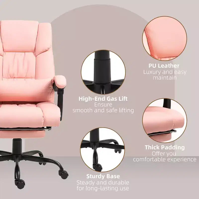 Sedia da ufficio massaggiante reclinabile con schienale alto e poggiapiedi, con posto singolo, nei colori Beige/Nero/Blu/Marrone/Grigio/Rosa/Bianco