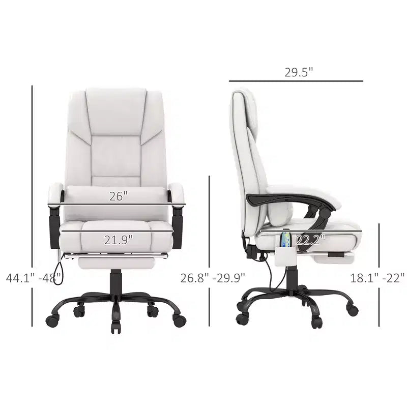 Sedia da ufficio massaggiante reclinabile con schienale alto e poggiapiedi, con posto singolo, nei colori Beige/Nero/Blu/Marrone/Grigio/Rosa/Bianco