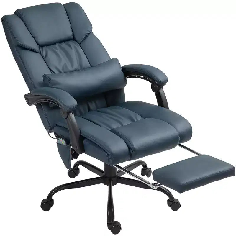 Sedia da ufficio massaggiante reclinabile con schienale alto e poggiapiedi, con posto singolo, nei colori Beige/Nero/Blu/Marrone/Grigio/Rosa/Bianco