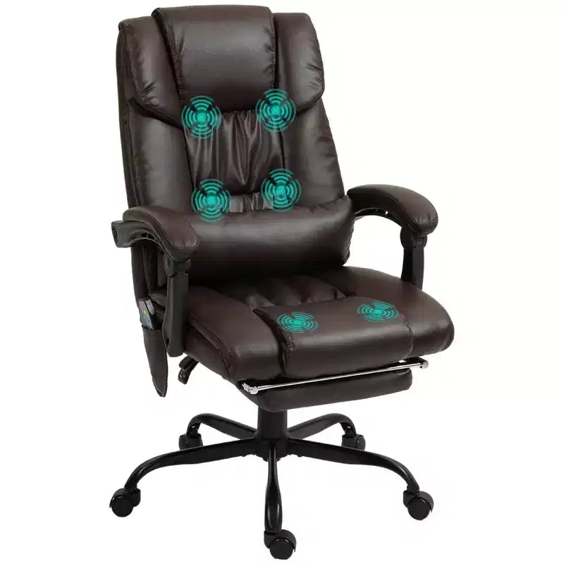Sedia da ufficio massaggiante reclinabile con schienale alto e poggiapiedi, con posto singolo, nei colori Beige/Nero/Blu/Marrone/Grigio/Rosa/Bianco