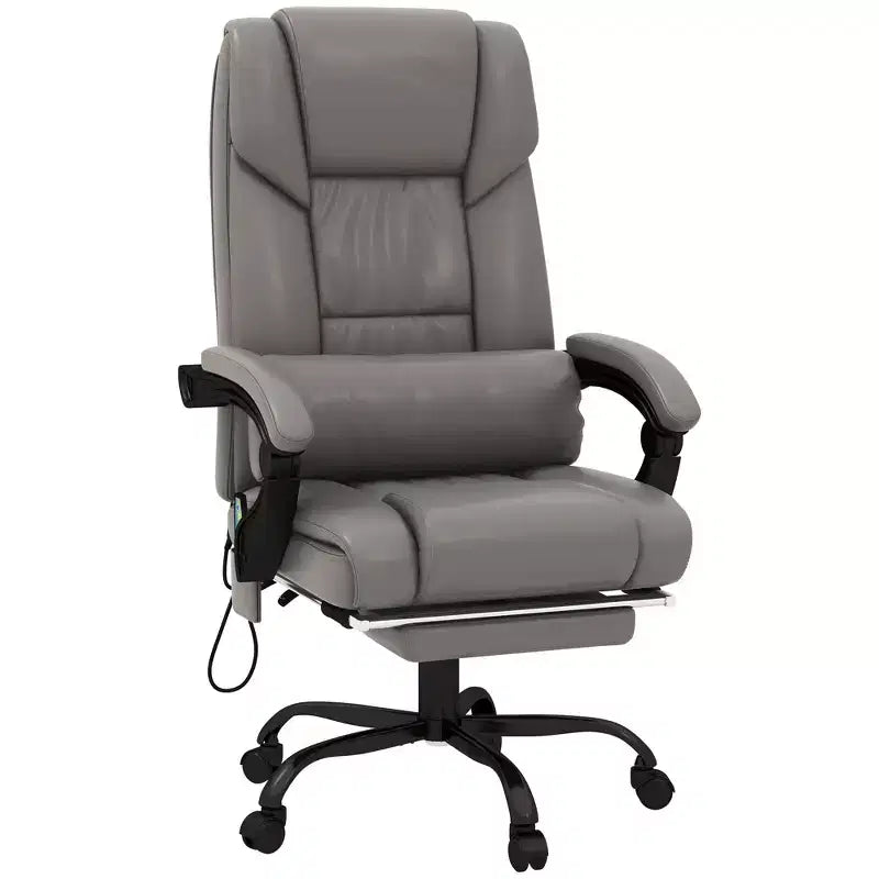 Sedia da ufficio massaggiante reclinabile con schienale alto e poggiapiedi, con posto singolo, nei colori Beige/Nero/Blu/Marrone/Grigio/Rosa/Bianco