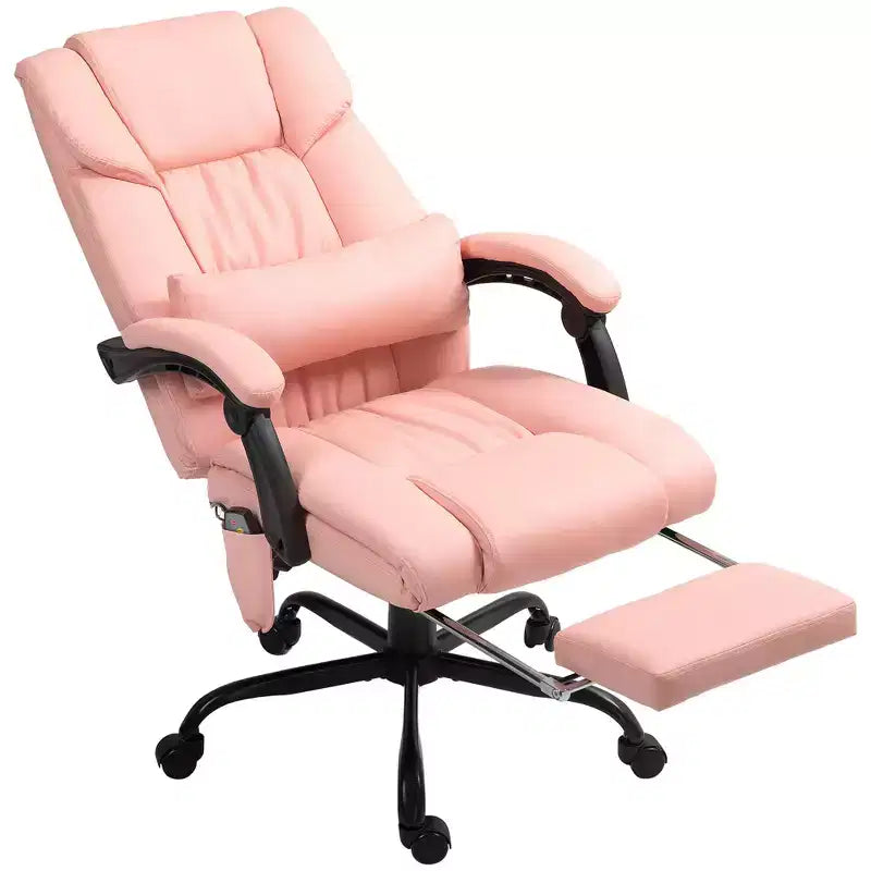 Sedia da ufficio massaggiante reclinabile con schienale alto e poggiapiedi, con posto singolo, nei colori Beige/Nero/Blu/Marrone/Grigio/Rosa/Bianco