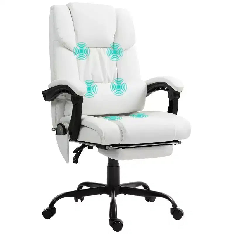 Sedia da ufficio massaggiante reclinabile con schienale alto e poggiapiedi, con posto singolo, nei colori Beige/Nero/Blu/Marrone/Grigio/Rosa/Bianco
